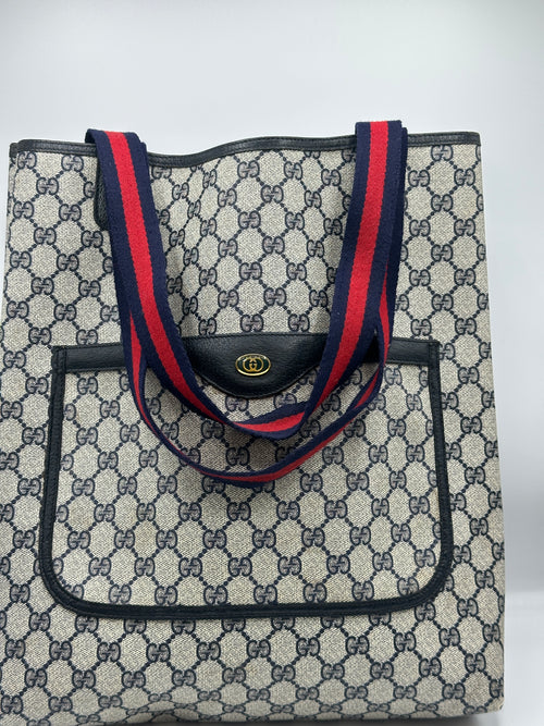 Gucci Monogram Blue Tote Sherry Line