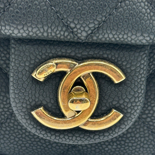 Chanel Globe -Trotter Flap Bag In Black Quilted Caviar