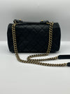 Chanel Globe -Trotter Flap Bag In Black Quilted Caviar