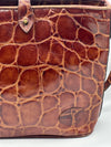 Vintage Mulberry Brown Croc-Embossed Crossbody