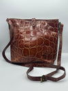Vintage Mulberry Brown Croc-Embossed Crossbody