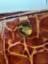Vintage Mulberry Brown Croc-Embossed Crossbody