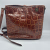 Vintage Mulberry Brown Croc-Embossed Crossbody