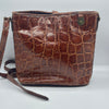 Vintage Mulberry Brown Croc-Embossed Crossbody
