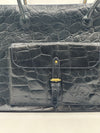 Vintage Mulberry Black Croc-Embossed Tota Handbag