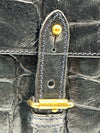 Vintage Mulberry Black Croc-Embossed Tota Handbag