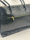 Vintage Mulberry Black Croc-Embossed Tota Handbag