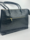 Vintage Mulberry Black Croc-Embossed Tota Handbag