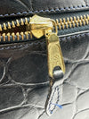 Vintage Mulberry Black Croc-Embossed Tota Handbag