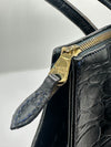 Vintage Mulberry Black Croc-Embossed Tota Handbag