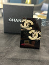 Chanel CC Logo Crystal & Pearl Gold Plated Earrings
