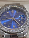 Rolex Datejust 41mm Stainless Steel Blue Face Afterset Diamonds