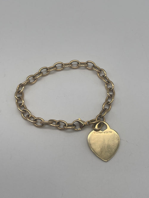 18ct Gold Tiffany & Co Heart Pendant Bracelet