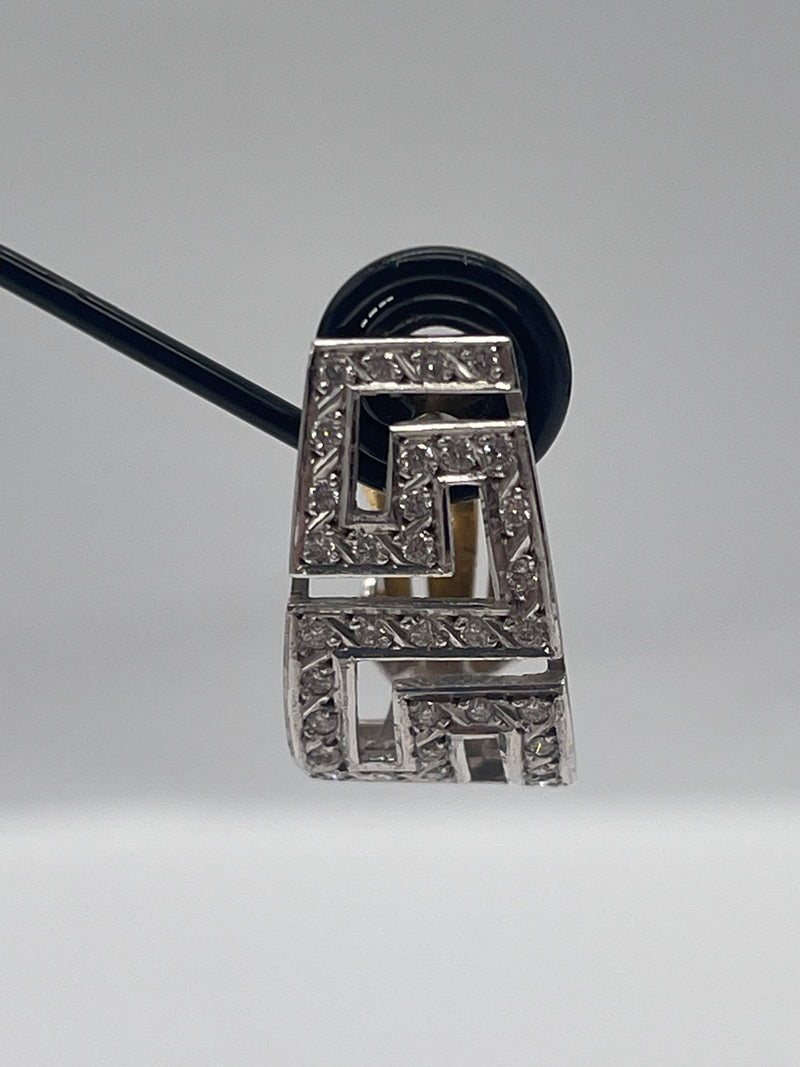 White Gold Greek Key Design Diamond Earrings