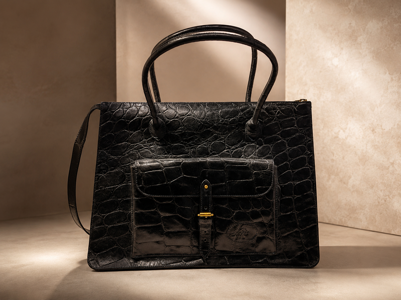 Vintage Mulberry Black Croc-Embossed Tota Handbag – Elite HNW