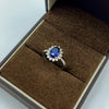 9ct White Gold Synthetic Sapphire and Cubic Zirconia Ring