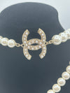 Chanel Pearl Necklace With CC Logos Double Length