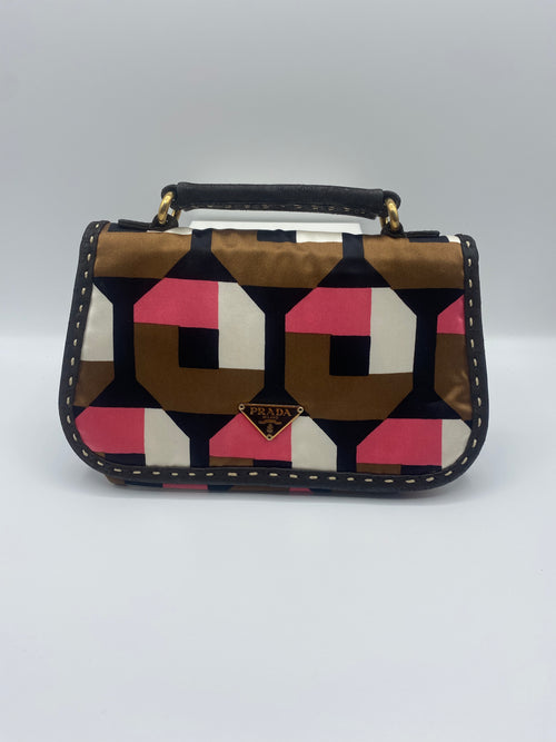 Prada Brown and Pink small Patterned Bag