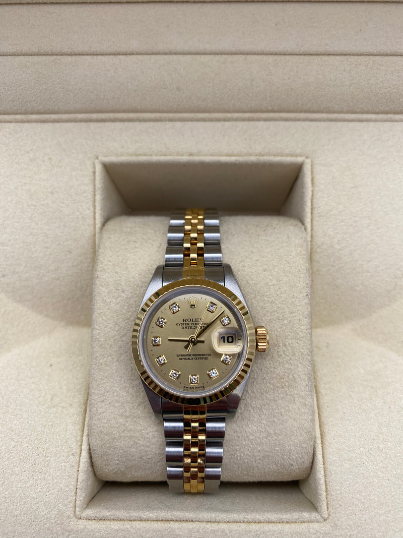 Rolex Stainless Steel and Yellow Gold Lady Datejust 26mm Diamond Dial