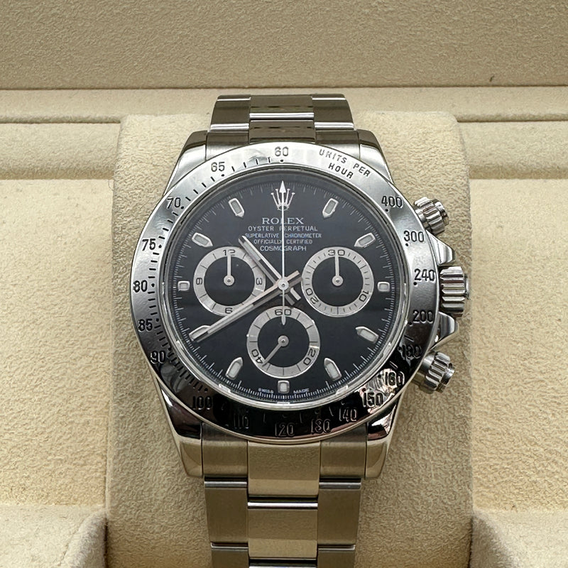 Stainless Steel Rolex Cosmograph Daytona Black Dial