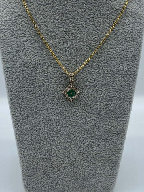 Emerald And Diamond Pendant Necklace