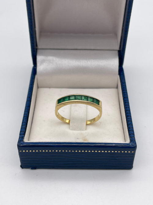 7 stone gold emerald ring