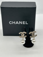 Chanel CC Earrings with Pearl Drop Down