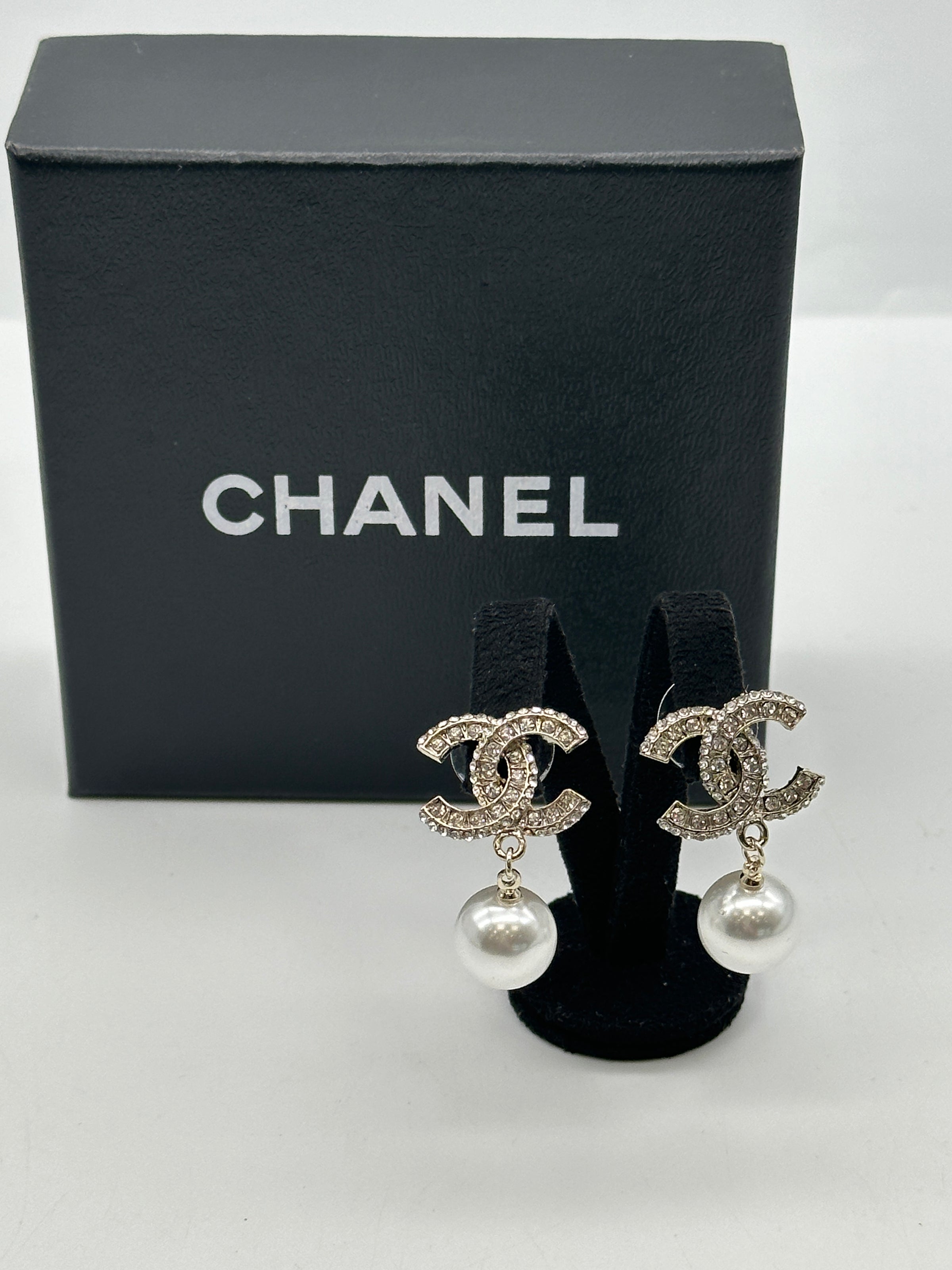 CC Pearl Drop Pierced Earrings (Authentic Pre-Owned)
