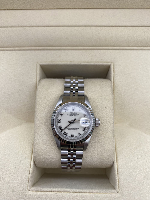 Stainless Steel Rolex Ladies Datejust 26mm with White Roman Numeral Dial