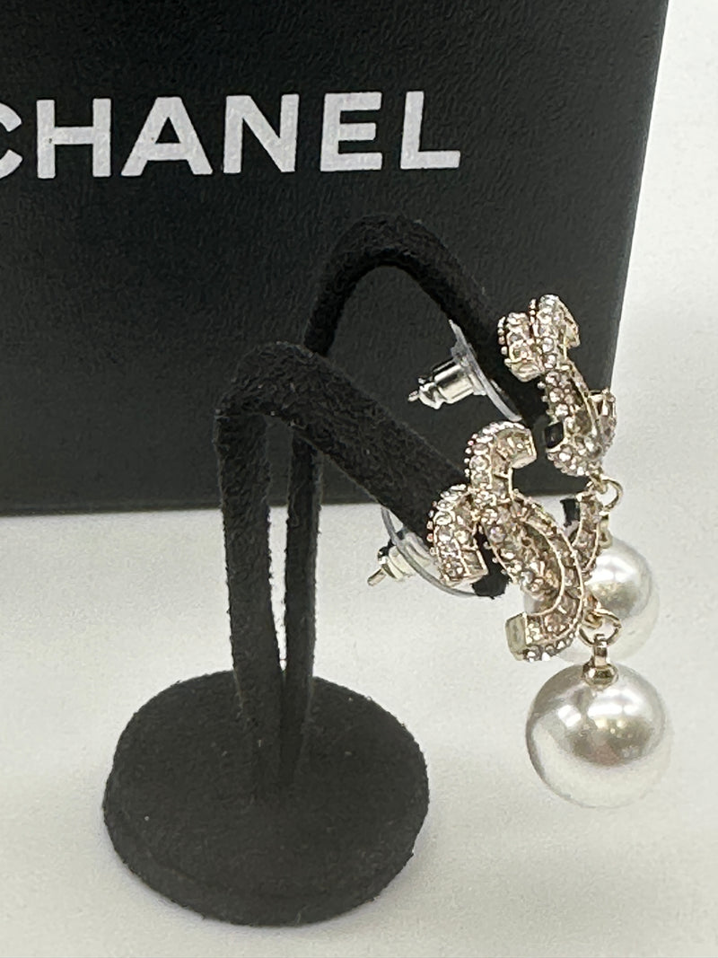 Chanel CC Earrings with Pearl Drop Down