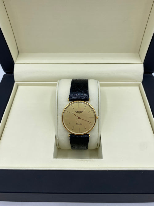 Longines Quartz Présence Gold Watch with Leather starp