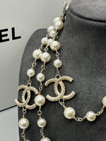 Chanel Double Length Pearl Necklace with Interlocking C Logo