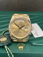 Rolex 18 Carat Daydate, 36mm, Yellow Gold, Unworn, Stickered, August 2022, Full Set