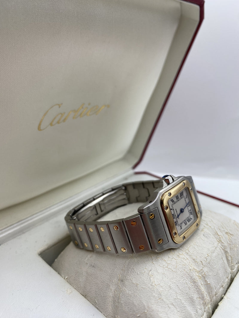 Stainless Steel and 18k Yellow Gold Cartier Santos