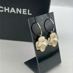 Chanel White Enamel Flower Earrings