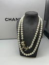 Chanel Double Length Pearl Necklace With Interlocking C And Square Pearl