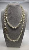 Chanel Double Length Pearl Necklace With Interlocking C And Square Pearl