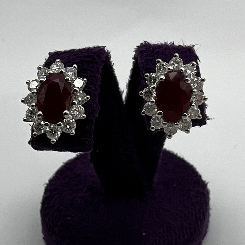 18ct White Gold Ruby And Diamond Earrings