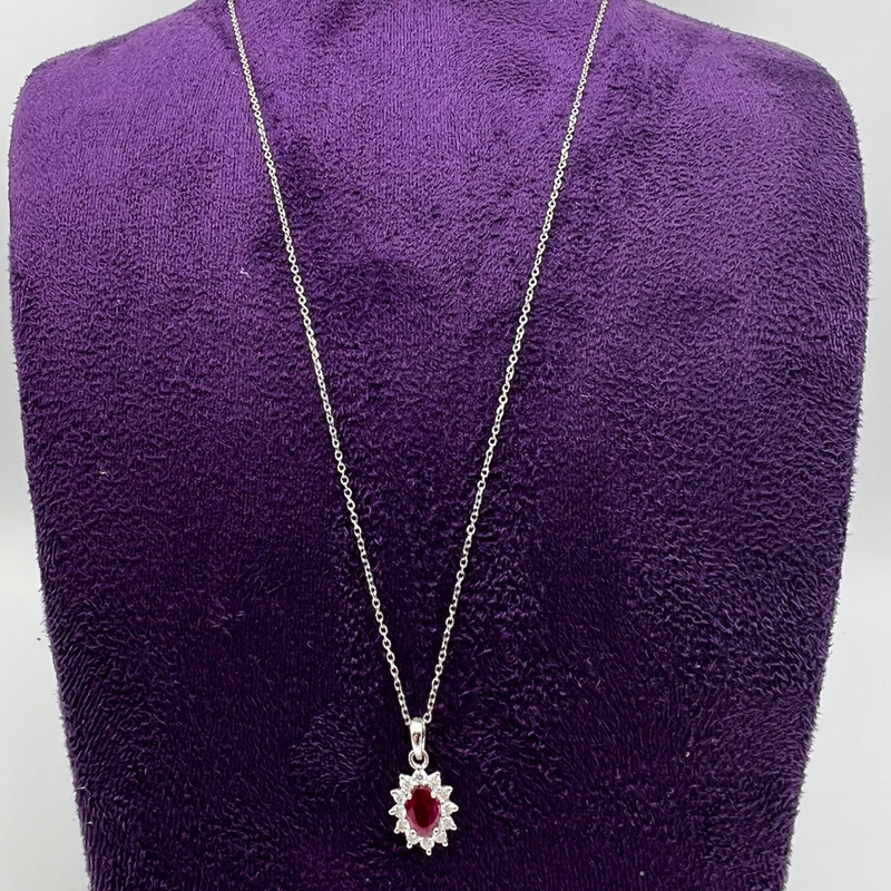18ct White Gold Ruby And Diamond Pendant