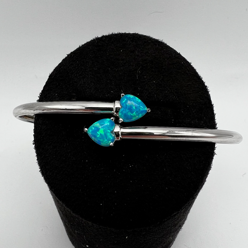 Bespoke Heart Blue Opal Bracelet - 925 Silver