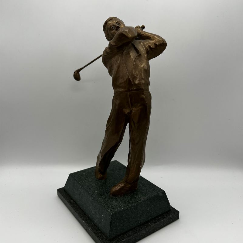 Limited Edition Bronzed Ian Thomas Golfer Sculpture On Marble Base