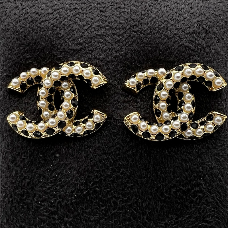 Chanel CC Crystal & Pearl Earrings