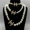 Chanel Pearl Necklace With CC Logos Double Length