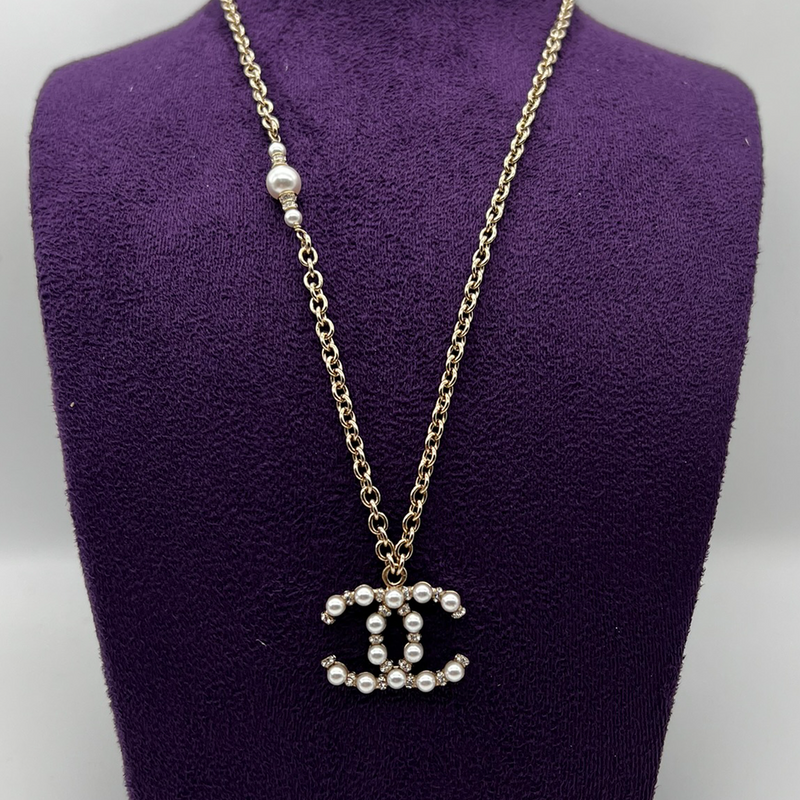 Chanel Pearl & Crystal Gold CC Necklace