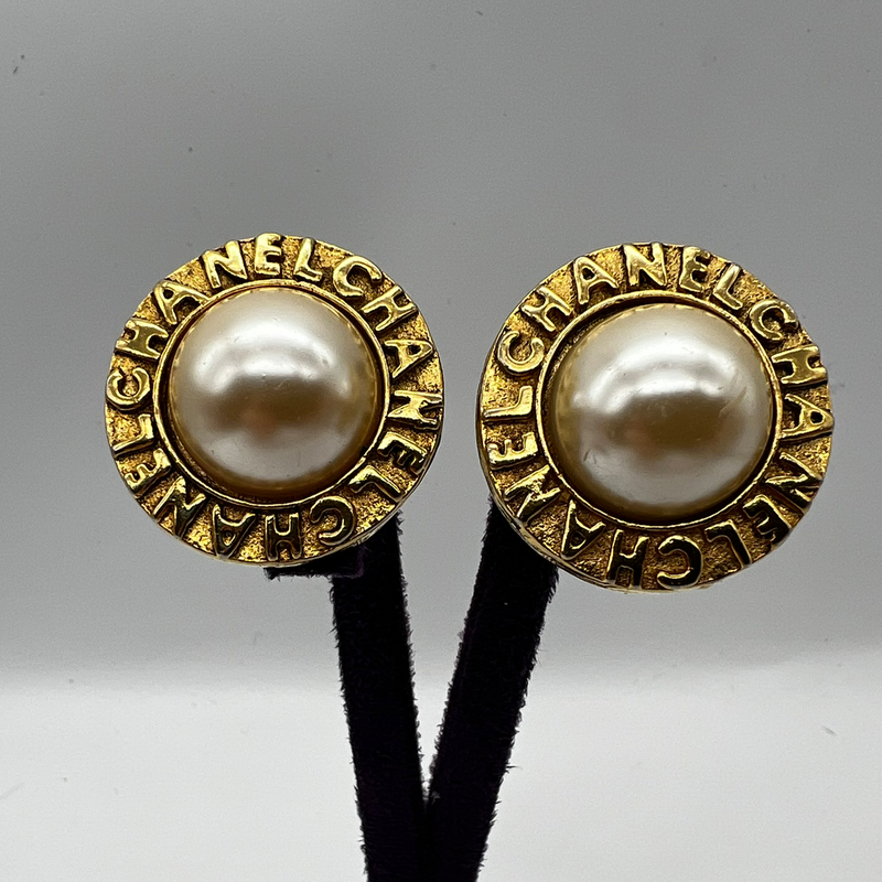 Chanel Round Gold Plated Earrings - Vintage