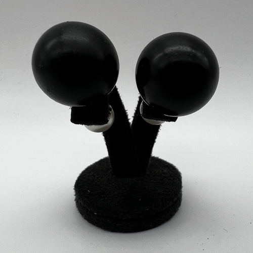 Dior Tribal Black & Pearl Silver Finish Earrings