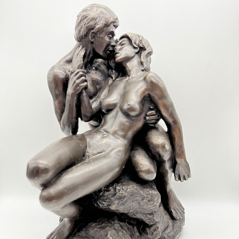 Naked Figures Lovers Embrace Sculpture - Bronze