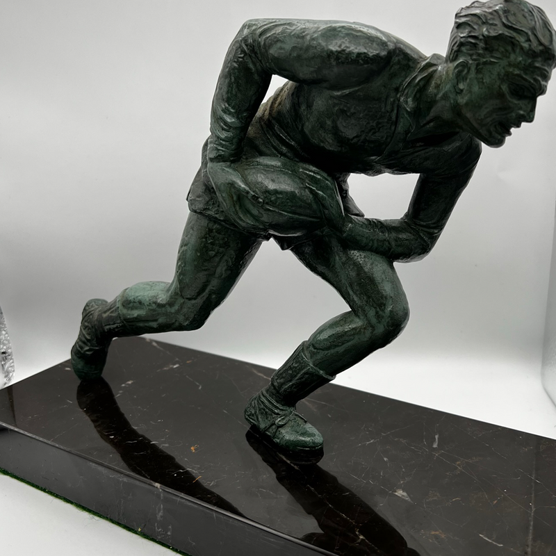 Rugby Player 1930 Art Deco Metal Sculpture