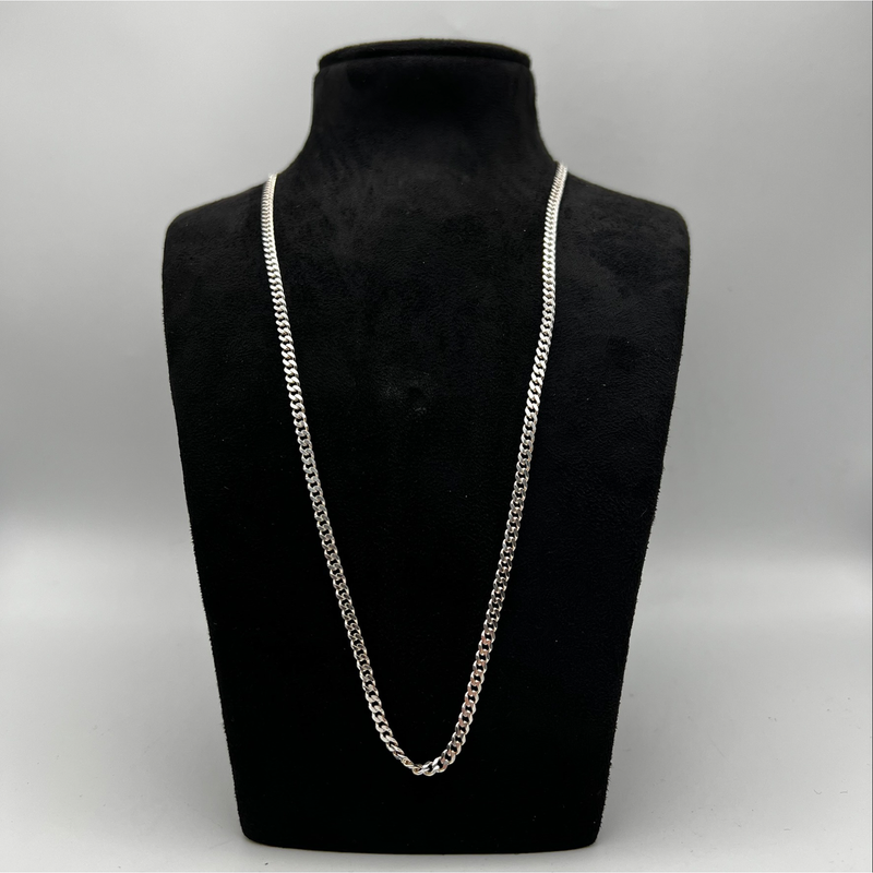 Sterling Silver 3mm Flat Curb Chain Necklace, 22"