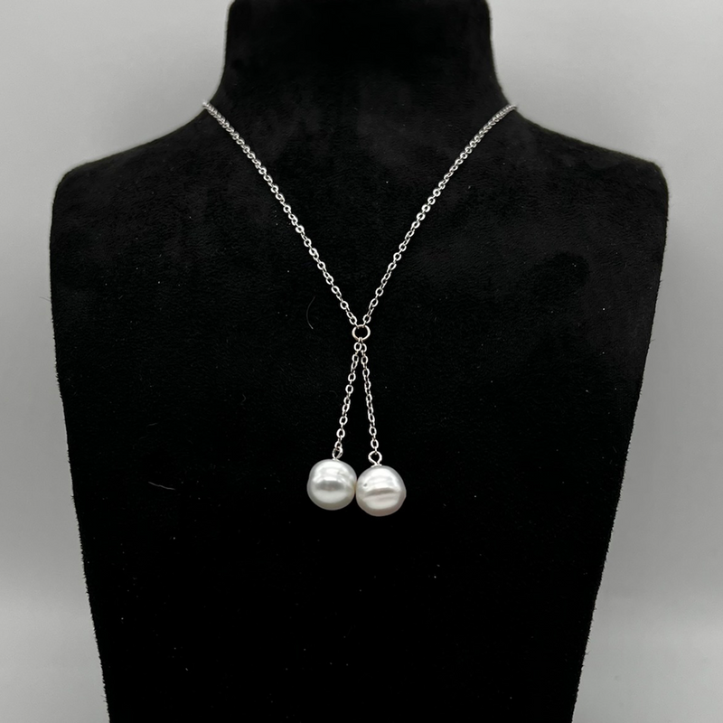 Sterling Silver Pearl Lariat Necklace
